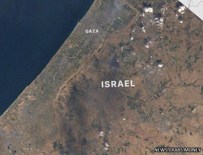Густой дым над югом Израиля: снимок с спутника.