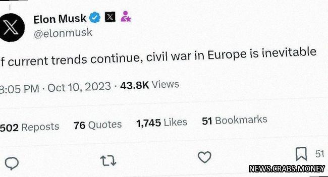 Гражданская война в Европе  прогноз Илона Маска.