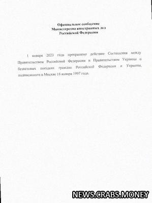 Прекращается безвизовый режим для РФ и Украины с 2023 года