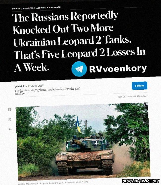 Резкий рост потерь украинских танков связан с растущей активностью российских беспилотников