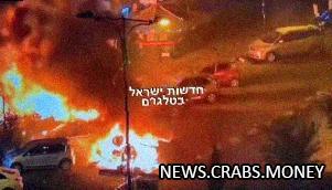 Ракетная атака на ресторан в Израиле, пожар на месте
