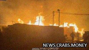 Огромный пожар на рынке строительных материалов в Баку