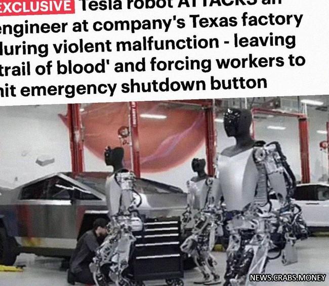 Кожаные напряглись: робот-грузчик атакует инженера-программиста на заводе Tesla