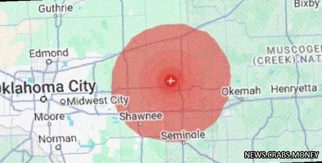 Землетрясение магнитудой 5,5 возле Оклахома-Сити