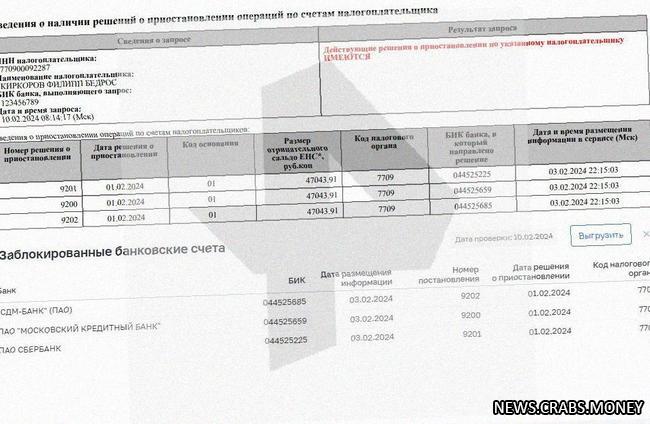 ФНС заблокировала счета Киркорова из-за задолженности по страховым взносам