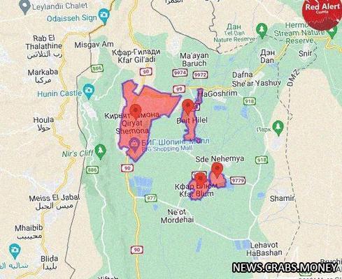Сильный ракетный обстрел в Кирьят-Шмона: более 50 ракет выпущены с Ливана
