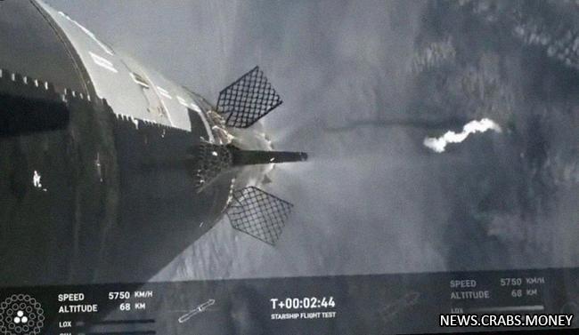 SpaceX потеряла корабль Starship во время испытательного полета