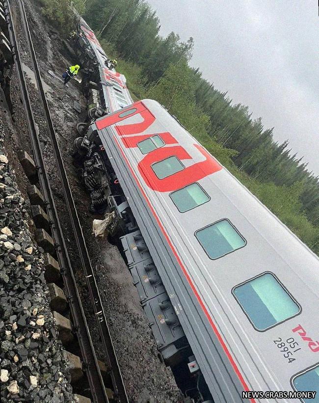 Трагедия: тело погибшего найдено под опрокинутым поездом в Коми