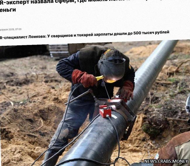 Доход сварщиков и токарей в России увеличился до 500 000 рублей в месяц